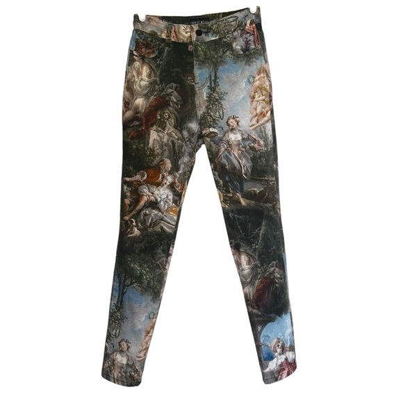 DOLLS KILL Current Mood DaVinci Inspired Skinny Pants Women’s Size Small - Picture 3 of 15